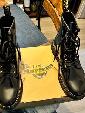 Dr. Martens Glossy Black Patent Lace-Up Boots
